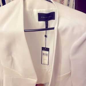 NWT BCBGMAXAZRIA, Sz Small, TWIST-FRONT BLAZER JACKET, OPTIC WHITE